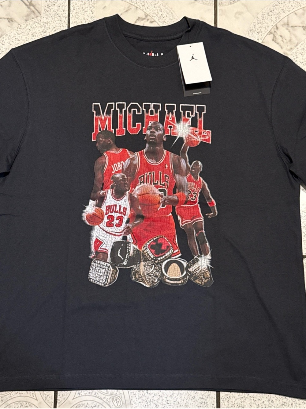 New Jordan Oversized Graphic T-Shirt 6 Rings Women’s Size Medium HJ0190-045
